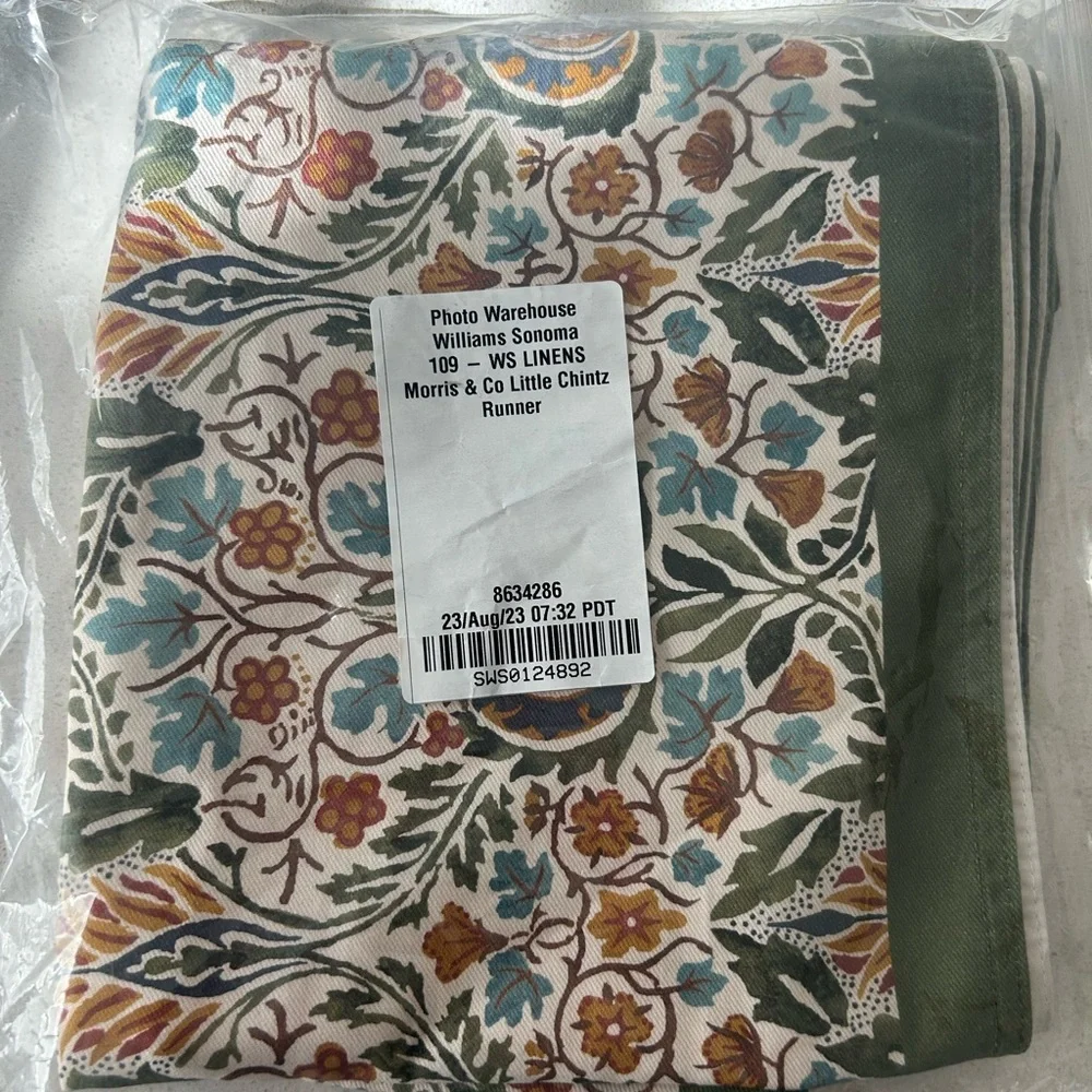 Williams Sonoma Morris & Co Little Chintz Table Runner 16x108 100% Cotton NEW
